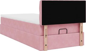 vidaXL Οθωμανικό κρεβάτι με στρώμα ροζ 90x190cm Velvet