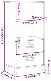 Βιβλιοθήκη VIKEN Λευκή 60x35x123 εκ. από Επεξεργασμένο Ξύλο - Λευκό