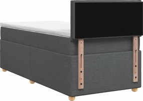 vidaXL Κρεβάτι box spring με στρώμα Σκούρο Γκρι 90 x 200 cm Ύφασμα