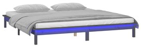 Πλαίσιο Κρεβατιού με LED Γκρι 160 x 200 εκ. από Μασίφ Ξύλο - Γκρι