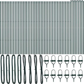vidaXL Ενσωματωμένος Πόλος Φράχτη 52 pcs Πράσινο