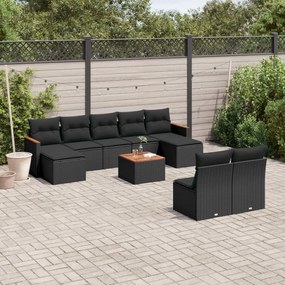 vidaXL Patio Sofa Set 10-θέσια Black