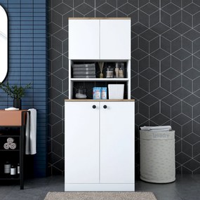 Ντουλάπι Πλυντηρίου Λευκό / Καρυδί FEBOS 70x72.5x183.6