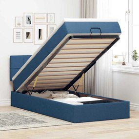 vidaXL Οθωμανικό κρεβάτι με στρώμα μπλε 90x190cm ύφασμα