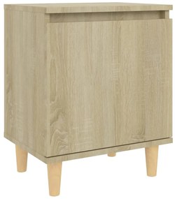 vidaXL Κομοδίνα 2 τεμ. Sonoma Δρυς 40x30x50εκ. &amp; Πόδια από Μασίφ Ξύλο