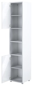 Σετ επίπλων Concept Pro Lenart AH145, Γυαλιστερό λευκό, Άσπρο, Πλαστικοποιημένη μοριοσανίδα, Τάβλες για Κρεβάτι, 90x200, Μονόκλινο, Με συρτάρια, Με πόρτες