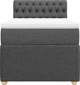 vidaXL Κρεβάτι Boxspring με Στρώμα Σκούρο Γκρι 100x200 εκ. Υφασμάτινο