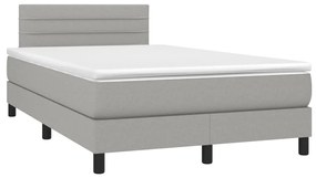 vidaXL Κρεβάτι Boxspring με Στρώμα & LED Αν.Γκρι 120x200 εκ Υφασμάτινο