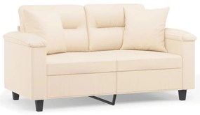 vidaXL Καναπές Διθέσιος Beige 120 εκ. Ύφασμα Μικροϊνών με Μαξιλάρια