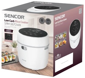 Ατμομάγειρας Ρυζιού Sencor SRM 0670WH 0,6lt 500W με Αντικολλητική Επιφάνεια Low Carb και Low Sugar Function Λευκός