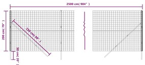 vidaXL Συρματόπλεγμα Περίφραξης Ανθρακί 2 x 25 μ. από Γαλβαν. Ατσάλι