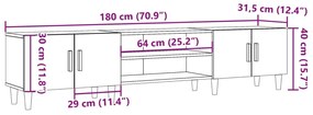 Έπιπλο Τηλεόρασης Αρτισιανή Δρυς 180x31,5x40εκ Επεξ. Ξύλο - Καφέ