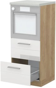 Επιδαπέδιο ντουλάπι φούρνου ψηλό Hudson K14-60-2MB-Δρυς - Λευκό - 60.00Χ60.00Χ148.00cm