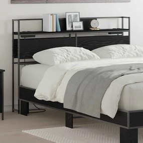 vidaXL Κεφαλάρι Αποθήκης με ράφι Μαύρη δρυς 98 cm Επεξεργασμένο ξύλο