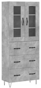 vidaXL Ντουλάπι Γκρι Σκυροδέματος 69,5x34x180 εκ. Επεξεργασμένο Ξύλο