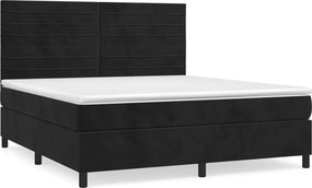 vidaXL Κρεβάτι Boxspring με Στρώμα Μαύρο 180x200 εκ. Βελούδινο