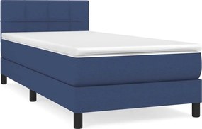 vidaXL Κρεβάτι Boxspring με Στρώμα Μπλε 90x200 εκ.Υφασμάτινο