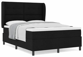 vidaXL Κρεβάτι με ελατήρια με στρώμα Μαύρο 140 x 200 cm ύφασμα