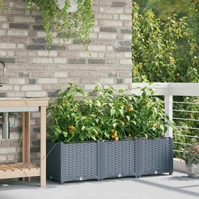 vidaXL Γλάστρα Κήπου 3 pcs Ανοιχτό Γκρι Ατσάλι