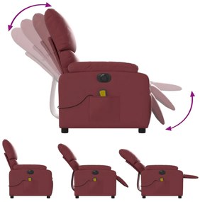 Πολυθρόνα Μασάζ Ανακλινόμενη Ηλεκτρική Μπορντό Συνθετικό Δέρμα - Κόκκινο