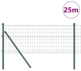 vidaXL Ευρωπαϊκός Φράχτης με 13 Πόστες 0.6x25 m Γαλβανισμένο Ατσάλι Πράσινο