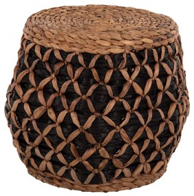 STOOL TEOFILO  IN NATURAL AND BLACK-HYDROHYACINTH MAT Φ43x38Hcm.