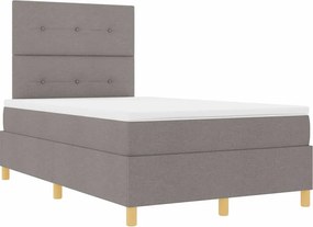 vidaXL LED Κρεβάτι με βάθρο με στρώμα Taupe 120 x 200 cm ύφασμα
