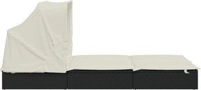 vidaXL Ξαπλώστρα 2 Ατόμων Πτυσ. Οροφή Μαύρη 213x118x97 εκ Συνθ. Ρατάν