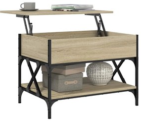 vidaXL Τραπεζάκι Σαλονιού Sonoma Δρυς 70x50x50 εκ. Επ. Ξύλο & Μέταλλο