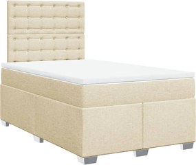 vidaXL Κρεβάτι Boxspring με Στρώμα Κρεμ 120x200 εκ. Υφασμάτινο