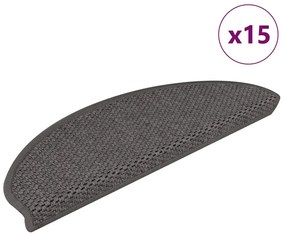 vidaXL Πατάκια Σκάλας Αυτοκόλλητα 15 τεμ. Όψη Σιζάλ Ασημί 65x21x4 εκ.