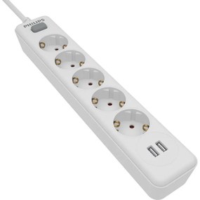 Philips SPN3052W/GRS Πολύπριζο 5 θέσεων με 2 USB Type-A 2.4 A-1150100-0008