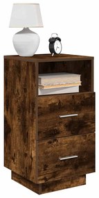 Κομοδίνα 2 τμχ με 2 συρτάρια Καπνιστή Δρυς 36x36x68 εκ.