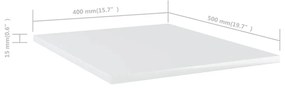 Ράφια Βιβλιοθήκης 8 τεμ. Γυαλ. Λευκό 40x50x1,5 εκ. Επεξ.Ξύλο - Λευκό