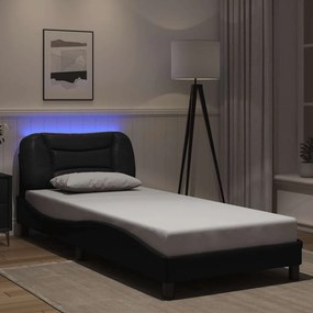vidaXL Πλαίσιο κρεβατιού με LED χωρίς στρώμα Hvar Μαύρο 80x190 εκ.
