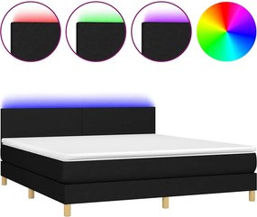 vidaXL Κρεβάτι Boxspring με Στρώμα &amp; LED Μαύρο 180x200 εκ. Υφασμάτινο