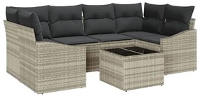 vidaXL Σετ Καναπέ Κήπου με μαξιλάρι 7 pcs Ανοιχτό Γκρι, Σκούρο Γκρι