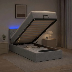 vidaXL Κρεβάτι Ottoman με Στρώμα και LED Ανοιχτό γκρι 100 x 200 cm