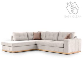 Γωνιακός καναπές δεξιά γωνία Boston pakoworld ύφασμα cream-mocha 280x225x90εκ