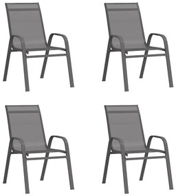 Καρέκλες Κήπου Στοιβαζόμενες 4 τεμ. Γκρι από Ύφασμα Textilene - Γκρι