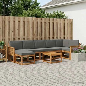 vidaXL Σειρά Καναπέ Εξωτερικού 8 pcs Φυσικό και Ανθρακί Πολυεστέρας