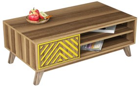 ΤΡΑΠΕΖΙ ΣΑΛΟΝΙΟΥ HM9502.04 ΜΕΛΑΜΙΝΗΣ ΜΕ ΝΤΟΥΛΑΠΑΚΙ ΚΑΡΥΔΙ & ΚΙΤΡΙΝΟ 105x60x38.2Υεκ.