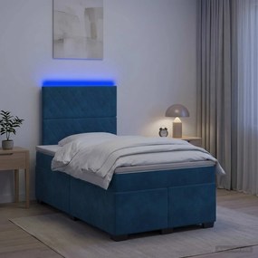 vidaXL Κρεβάτι box spring με στρώμα Μπλε 120 x 190 cm Βελούδο