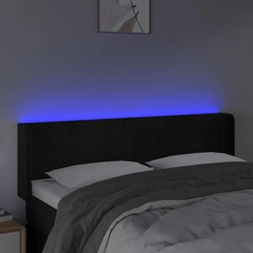 Κεφαλάρι Κρεβατιού LED Μαύρο 147x16x78/88 εκ. Βελούδινο - Μαύρο
