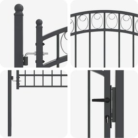 vidaXL Πύλη Φράχτη EMMEN 200 x 100 cm Ατσάλι με Επικάλυψη Πούδρας Γκρι