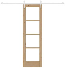 vidaXL Ολισθητή Πόρτα Καφέ 61 x 198.5 εκ. Ξύλο και μέταλλο