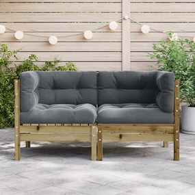 vidaXL Patio Sofa 2-θέσιο Treated pine wood, Oxford fabric, PP cotton