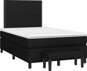 vidaXL Κρεβάτι Boxspring με Στρώμα Μαύρο 120x200 εκ. Υφασμάτινο