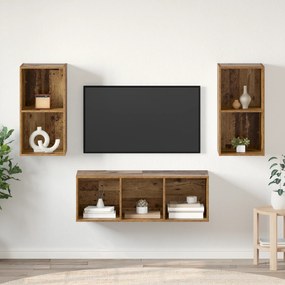 vidaXL Σετ Τηλεοπτικού Κάδου 3 pcs Παλαιό ξύλο 37 x 37 x 107 εκ