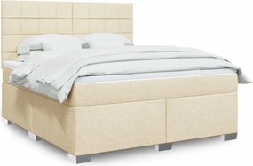 vidaXL Κρεβάτι Boxspring με Στρώμα Κρεμ 180x200 εκ. Υφασμάτινο